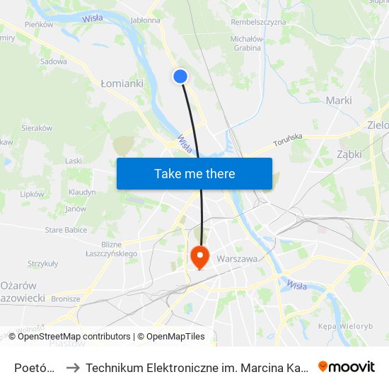 Poetów 01 to Technikum Elektroniczne im. Marcina Kasprzaka nr 36 map