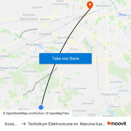 Kosów 01 to Technikum Elektroniczne im. Marcina Kasprzaka nr 36 map