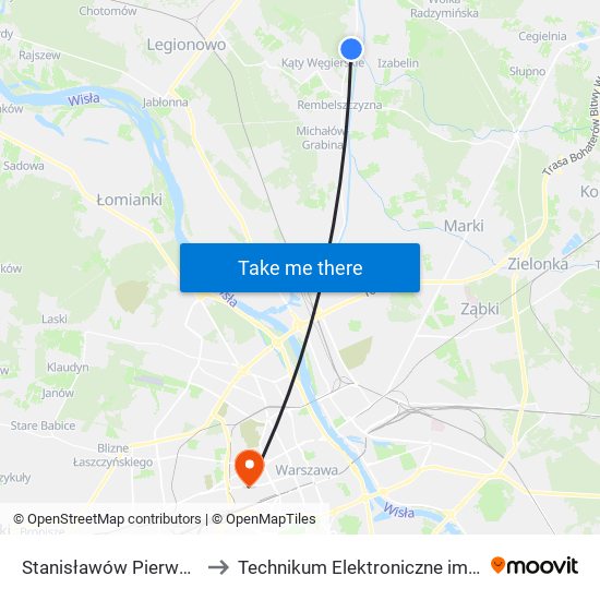 Stanisławów Pierwszy Aleksandrów to Technikum Elektroniczne im. Marcina Kasprzaka nr 36 map