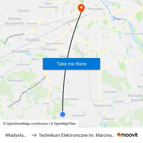 Władysławów 02 to Technikum Elektroniczne im. Marcina Kasprzaka nr 36 map