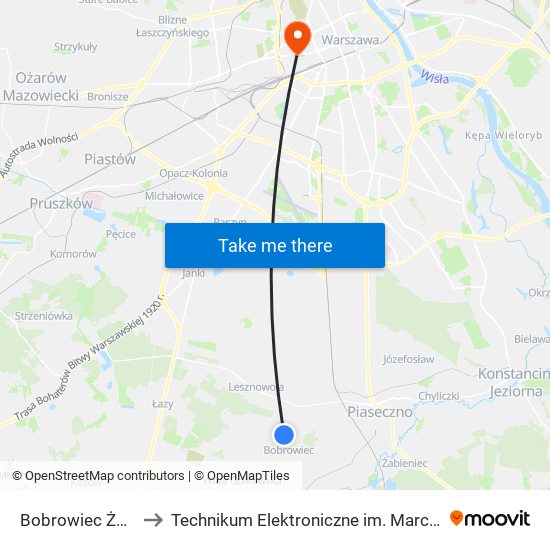 Bobrowiec Żwirowa 01 to Technikum Elektroniczne im. Marcina Kasprzaka nr 36 map