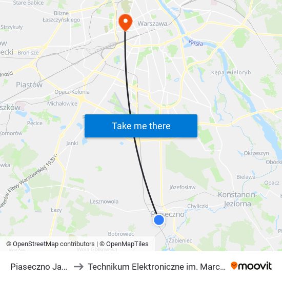 Piaseczno Jarząbka to Technikum Elektroniczne im. Marcina Kasprzaka nr 36 map