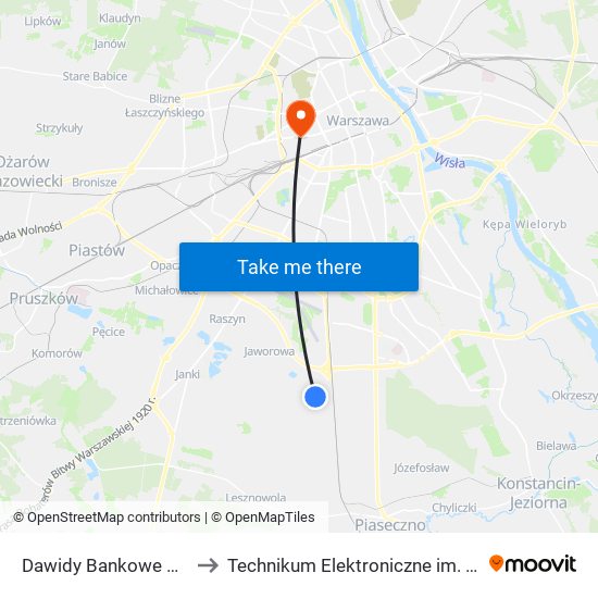 Dawidy Bankowe Parlamentarna 02 to Technikum Elektroniczne im. Marcina Kasprzaka nr 36 map