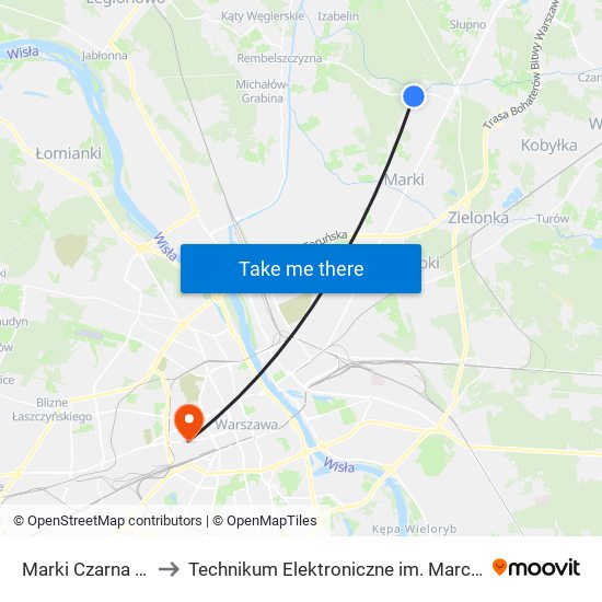 Marki Czarna Struga to Technikum Elektroniczne im. Marcina Kasprzaka nr 36 map