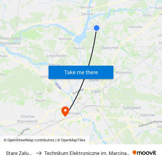 Stare Załubice 01 to Technikum Elektroniczne im. Marcina Kasprzaka nr 36 map