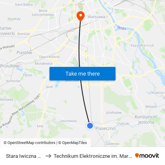 Stara Iwiczna Kielecka to Technikum Elektroniczne im. Marcina Kasprzaka nr 36 map