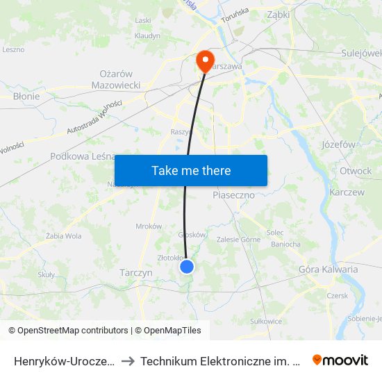 Henryków-Urocze Gromadzka 01 to Technikum Elektroniczne im. Marcina Kasprzaka nr 36 map