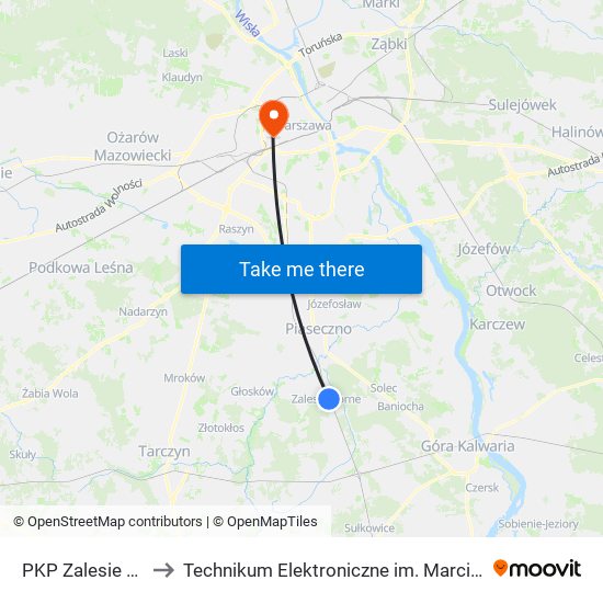 PKP Zalesie Górne 01 to Technikum Elektroniczne im. Marcina Kasprzaka nr 36 map