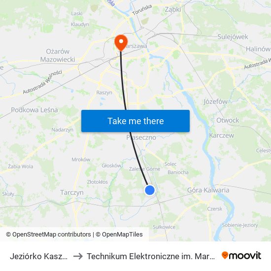 Jeziórko Kasztanowa 01 to Technikum Elektroniczne im. Marcina Kasprzaka nr 36 map