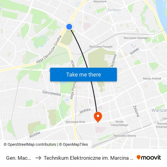 Gen. Maczka 01 to Technikum Elektroniczne im. Marcina Kasprzaka nr 36 map