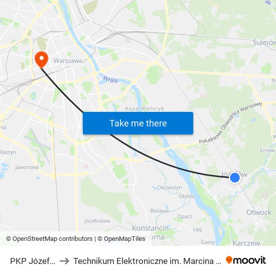 PKP Józefów 01 to Technikum Elektroniczne im. Marcina Kasprzaka nr 36 map