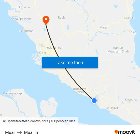 Muar to Muallim map