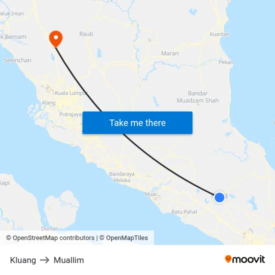 Kluang to Muallim map