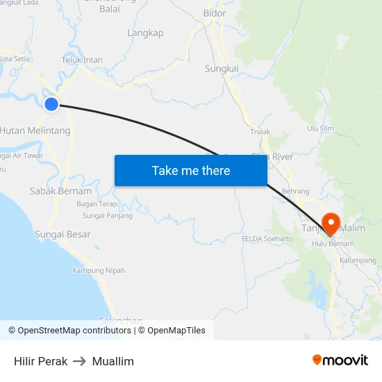 Hilir Perak to Muallim map