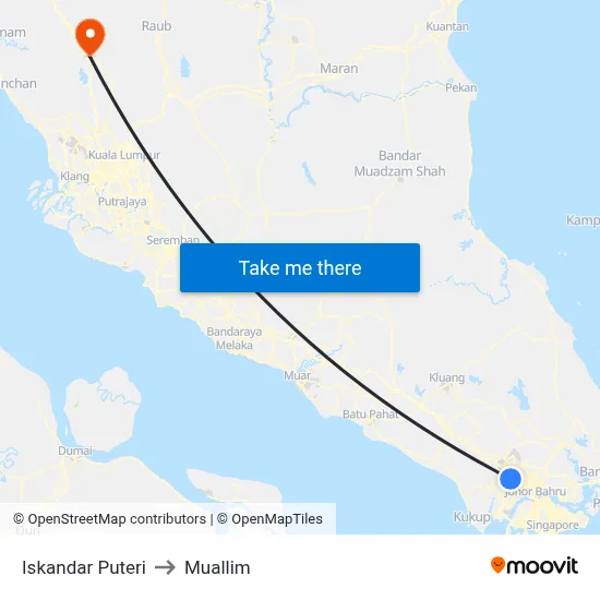 Iskandar Puteri to Muallim map