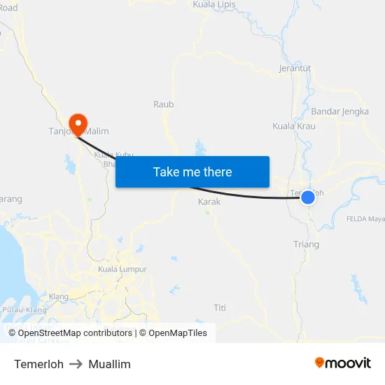 Temerloh to Muallim map