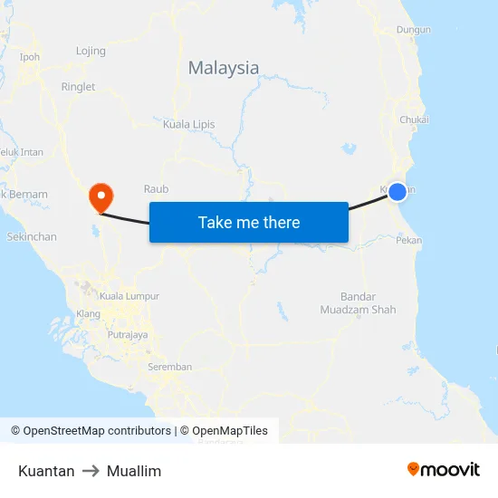 Kuantan to Muallim map