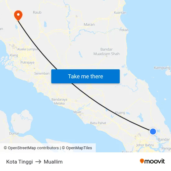 Kota Tinggi to Muallim map