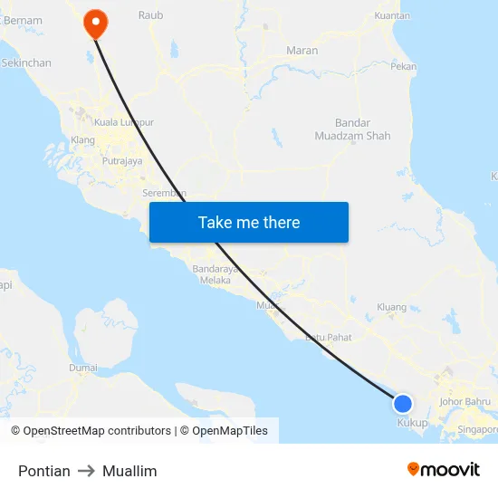 Pontian to Muallim map