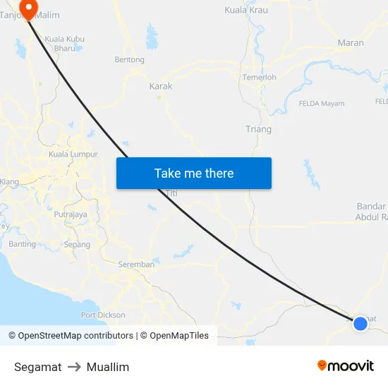 Segamat to Muallim map