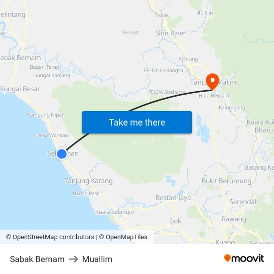 Sabak Bernam to Muallim map