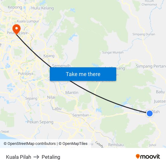 Kuala Pilah to Petaling map
