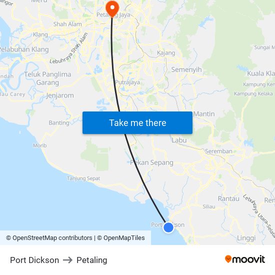 Port Dickson to Petaling map