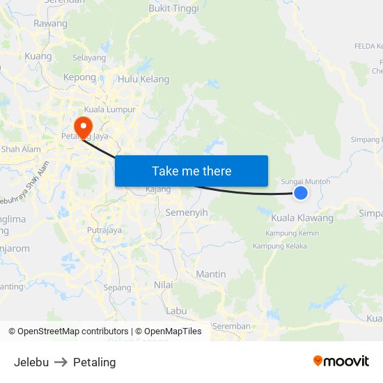 Jelebu to Petaling map