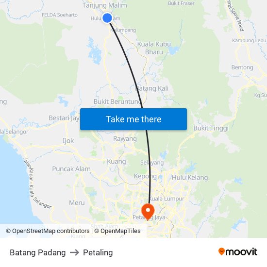 Batang Padang to Petaling map