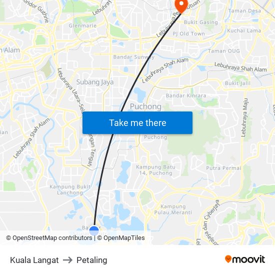 Kuala Langat to Petaling map