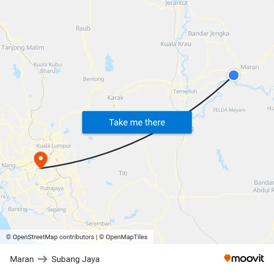 Maran to Subang Jaya map