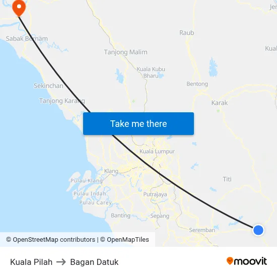 Kuala Pilah to Bagan Datuk map