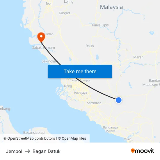 Jempol to Bagan Datuk map