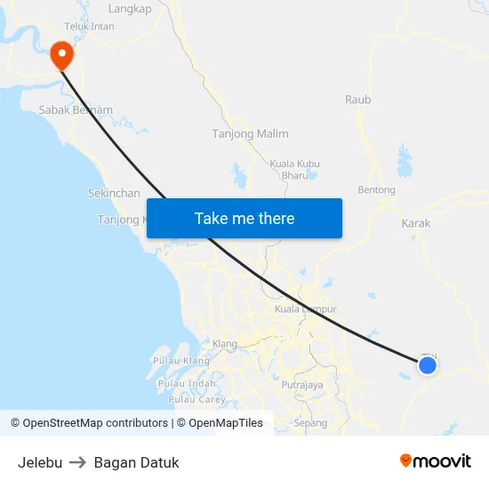 Jelebu to Bagan Datuk map