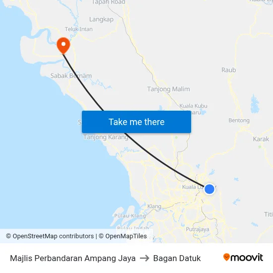 Majlis Perbandaran Ampang Jaya to Bagan Datuk map