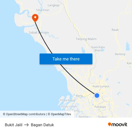Bukit Jalil to Bagan Datuk map
