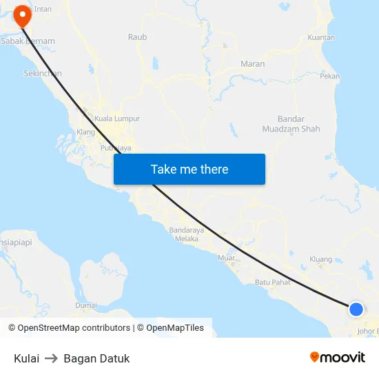 Kulai to Bagan Datuk map