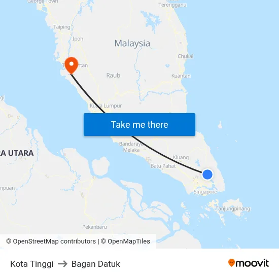 Kota Tinggi to Bagan Datuk map