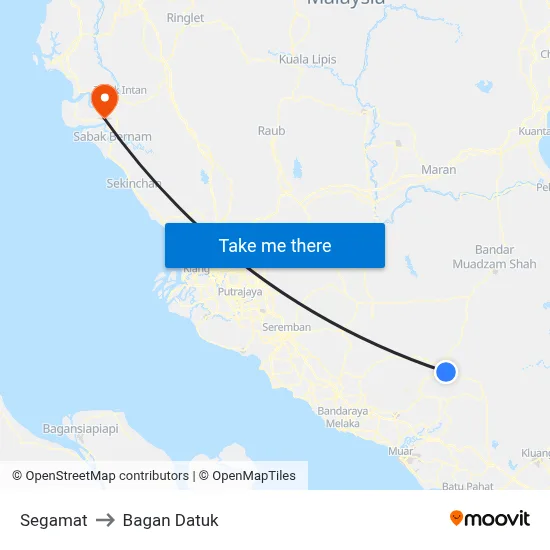Segamat to Bagan Datuk map