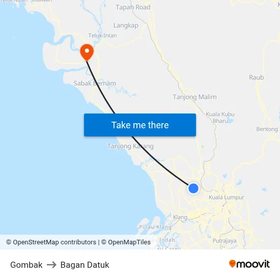 Gombak to Bagan Datuk map