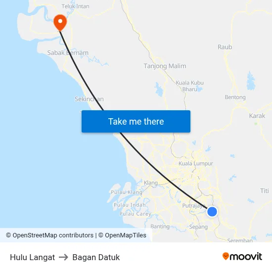 Hulu Langat to Bagan Datuk map