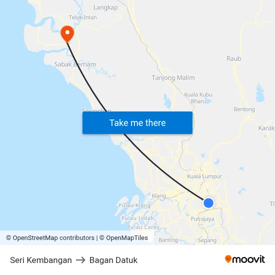Seri Kembangan to Bagan Datuk map
