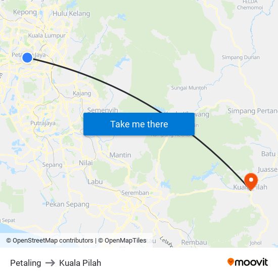 Petaling to Kuala Pilah map
