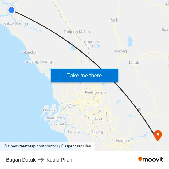 Bagan Datuk to Kuala Pilah map