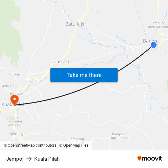 Jempol to Kuala Pilah map