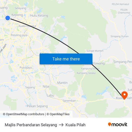 Majlis Perbandaran Selayang to Kuala Pilah map