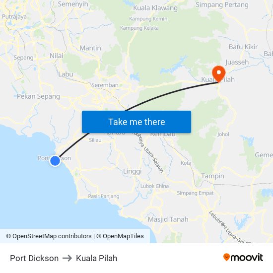 Port Dickson to Kuala Pilah map