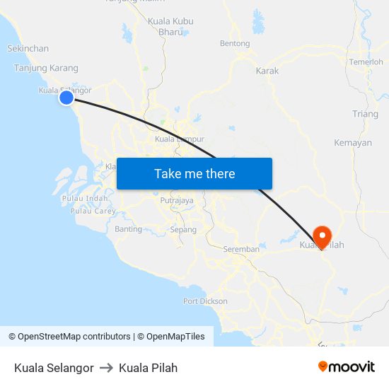 Kuala Selangor to Kuala Pilah map