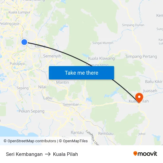 Seri Kembangan to Kuala Pilah map