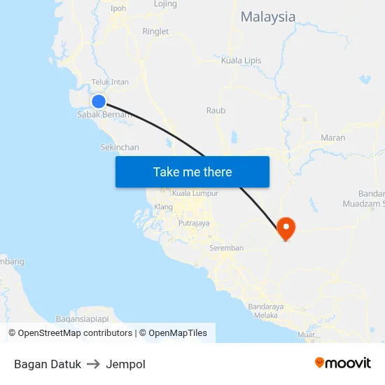 Bagan Datuk to Jempol map